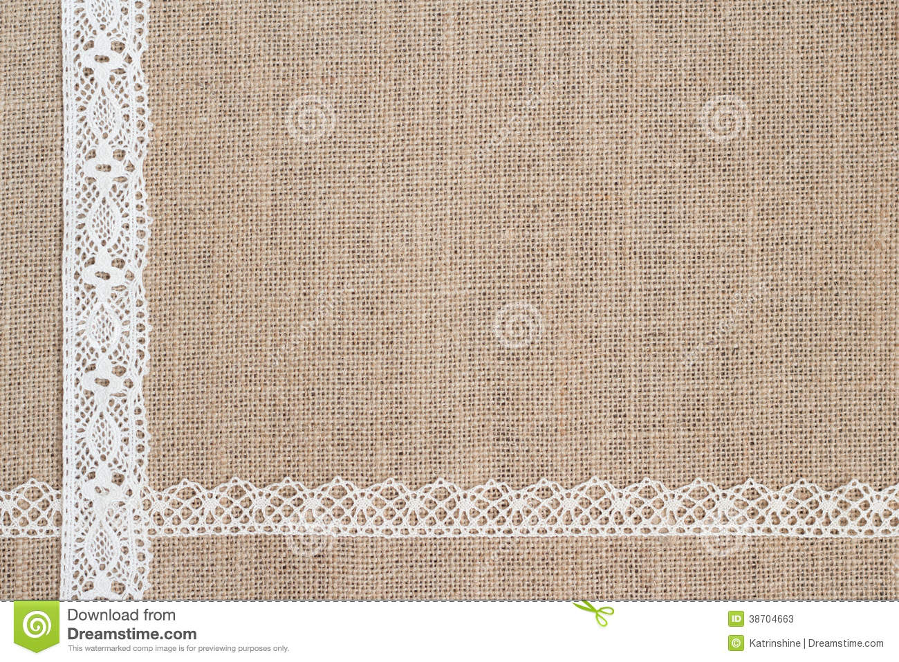 Burlap Background With Lace Stock Photos   Image  38704663
