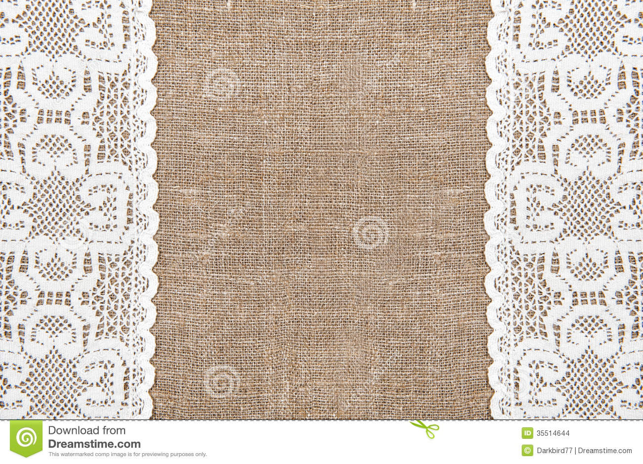 Burlap Background With Lacy Cloth Stock Images   Image  35514644