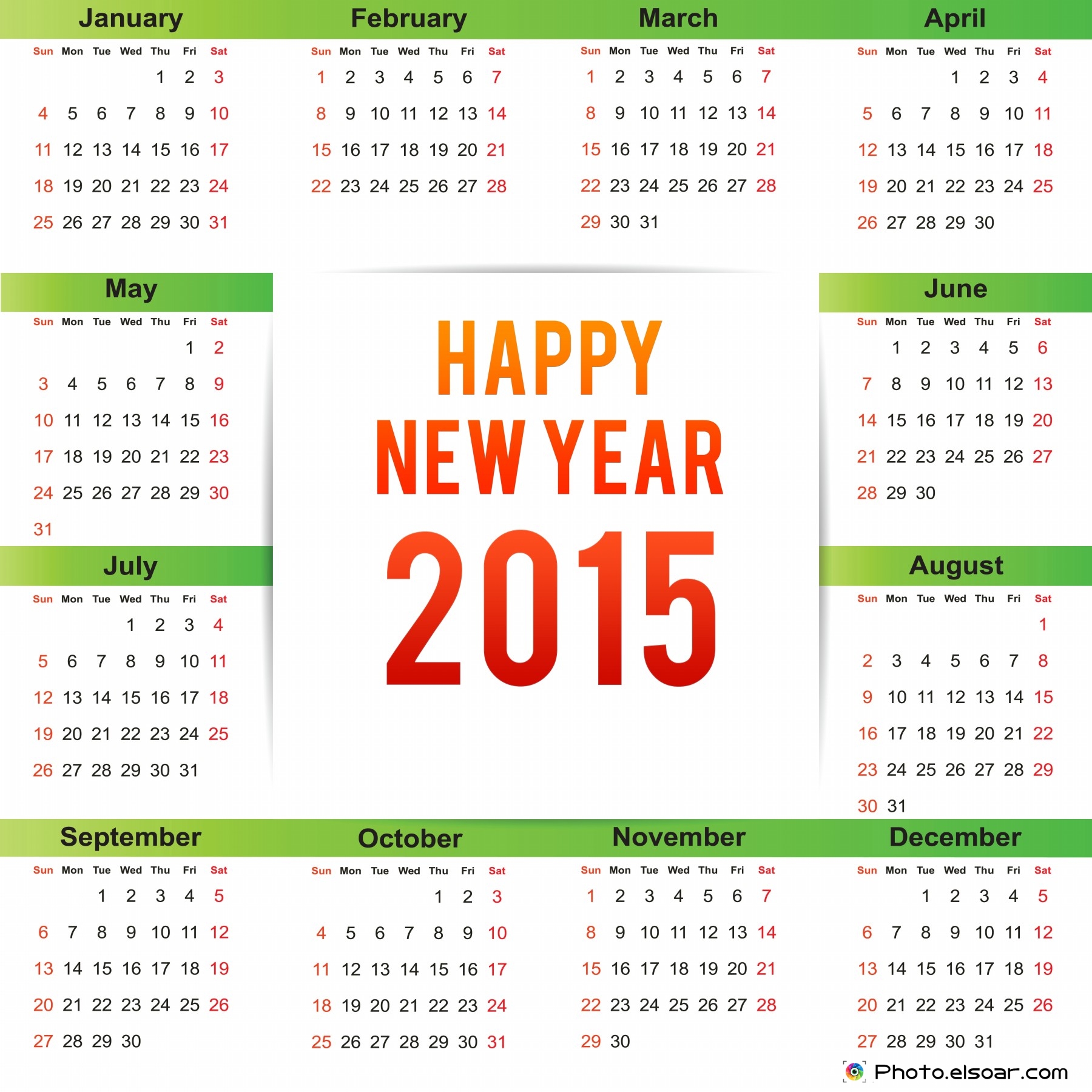 Clip Art Design For Calendar 2015