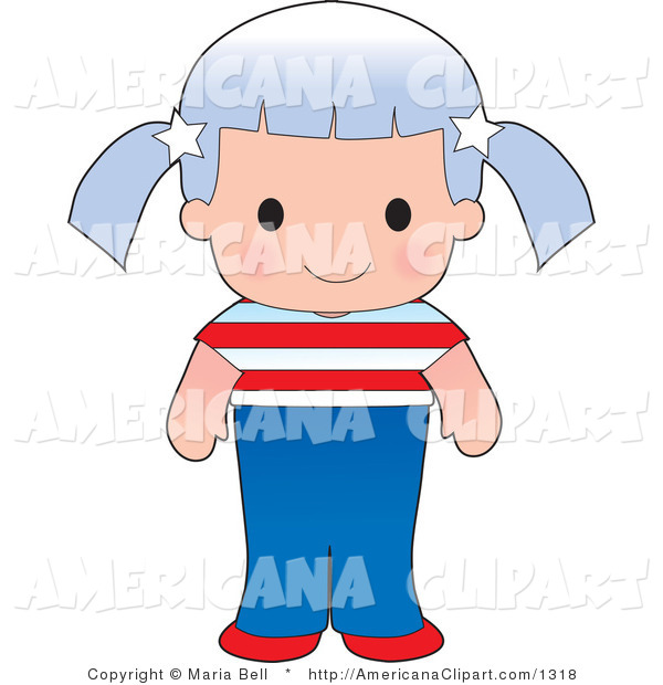 Americana Vector Clip Art Of A Cute American Girl Wearing A Flag Of