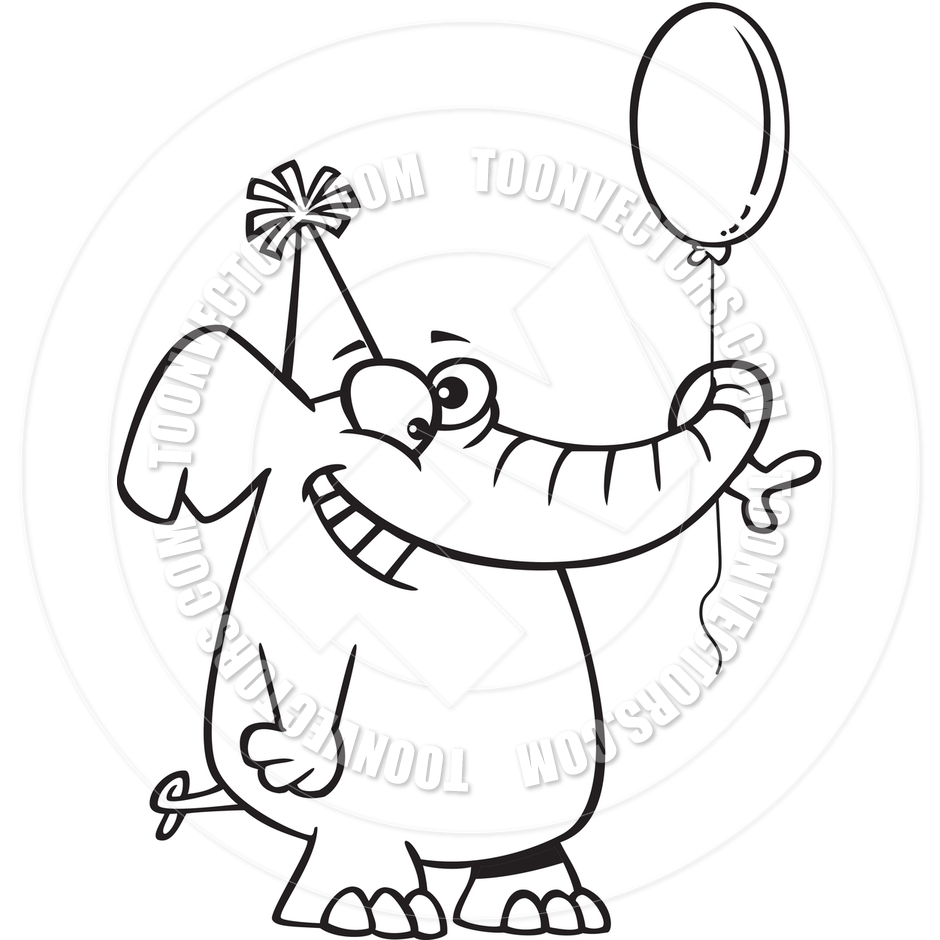 Birthday Hat Clipart Black And White Cartoon Birthday Elephant