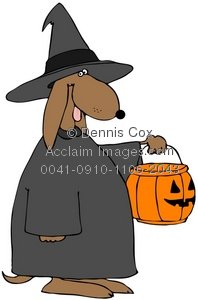 Clipart Illustration  Trick Or Treat Dog   Acclaim Stock Photography