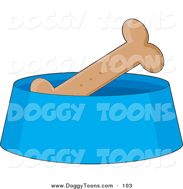 Doggy Clipart Of A Crunchy Dog Biscuit In A Blue Dog Dish A Treat For