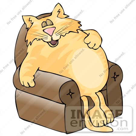 Fat Orange Cat Sleeping In A Lazy Chair Clipart    19089 By Djart