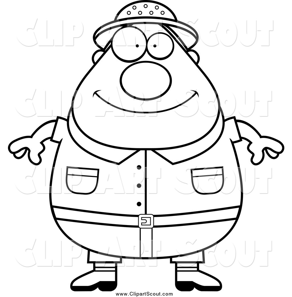 Larger Preview  Clipart Of A Black And White Fat Safari Man By Cory