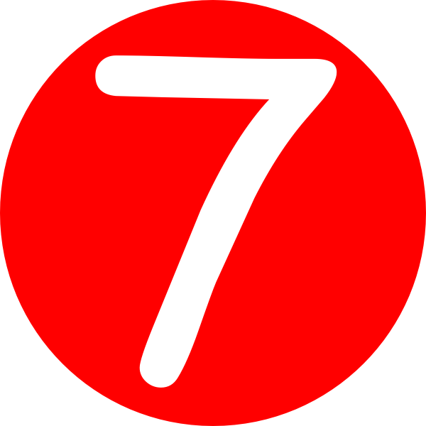 Red Roundedwith Number 7 Clip Art