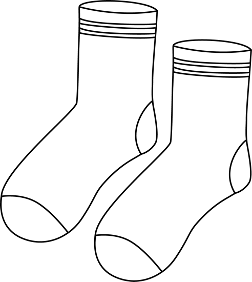 And White Socks Clip Art   Black And White Pair Of Socks With Stripes