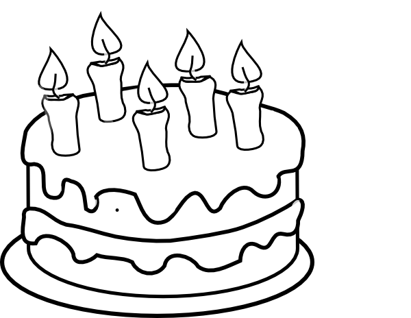 Clip Art Black And White Bday Cake 5 Candles Black And White Hi Png