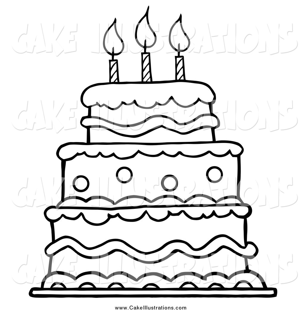 Illustration Cartoon Vector Of A Black And White Layered Birthday Cake
