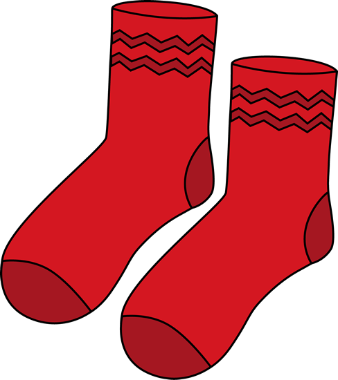 Red Pair Of Socks Clip Art   Pair Of Red Socks With Dark Red Zig Zag