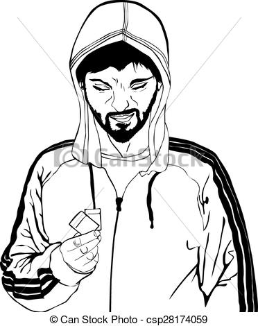 Clipart Vector Of Dealer   Comic Style Drawing Of A Drug Dealer In