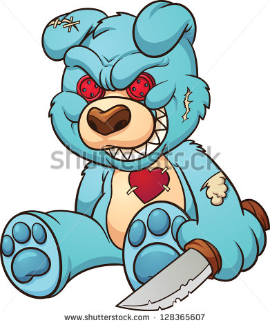 Evil Teddy Bear  Vector Clip Art Illustration With Simple Gradients