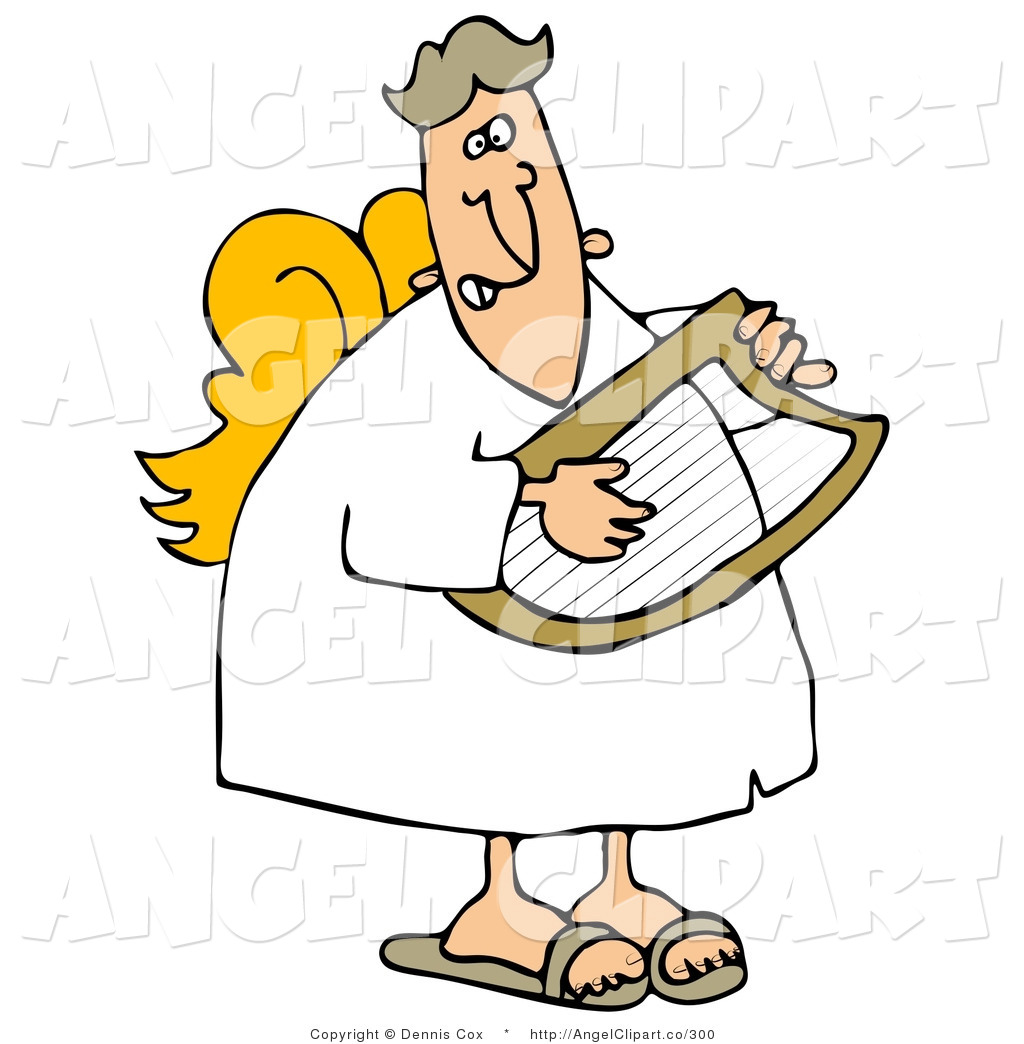 Larger Preview  Clip Art Of A Grinning Middle Aged Male Angel In A