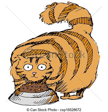 Cat   An Image Of A Fat Cat Eating Food Csp16528672   Search Clipart