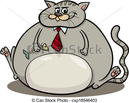 Fat Cat Saying Cartoon Illustration   Csp18546403