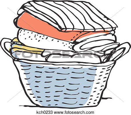 Laundry In A Basket Against White Background Kch0233   Search Clipart