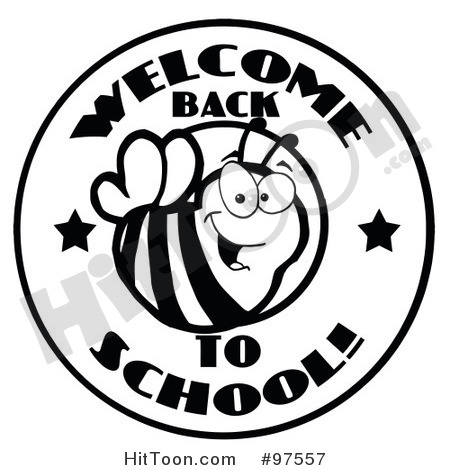 Bee Clipart  97557  Black And White Welcome Back To School Bee Circle