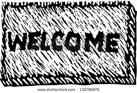 Black And White Vector Illustration Of A Welcome Mat   Stock Vector
