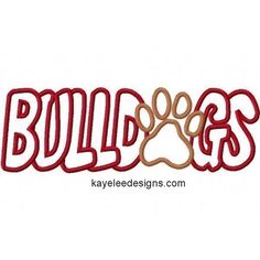 Bulldogs With A Paw Print Embroidery Machine Applique By Kayelee  5