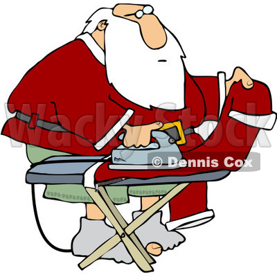 Clipart Santa Ironing His Pants   Royalty Free Vector Illustration