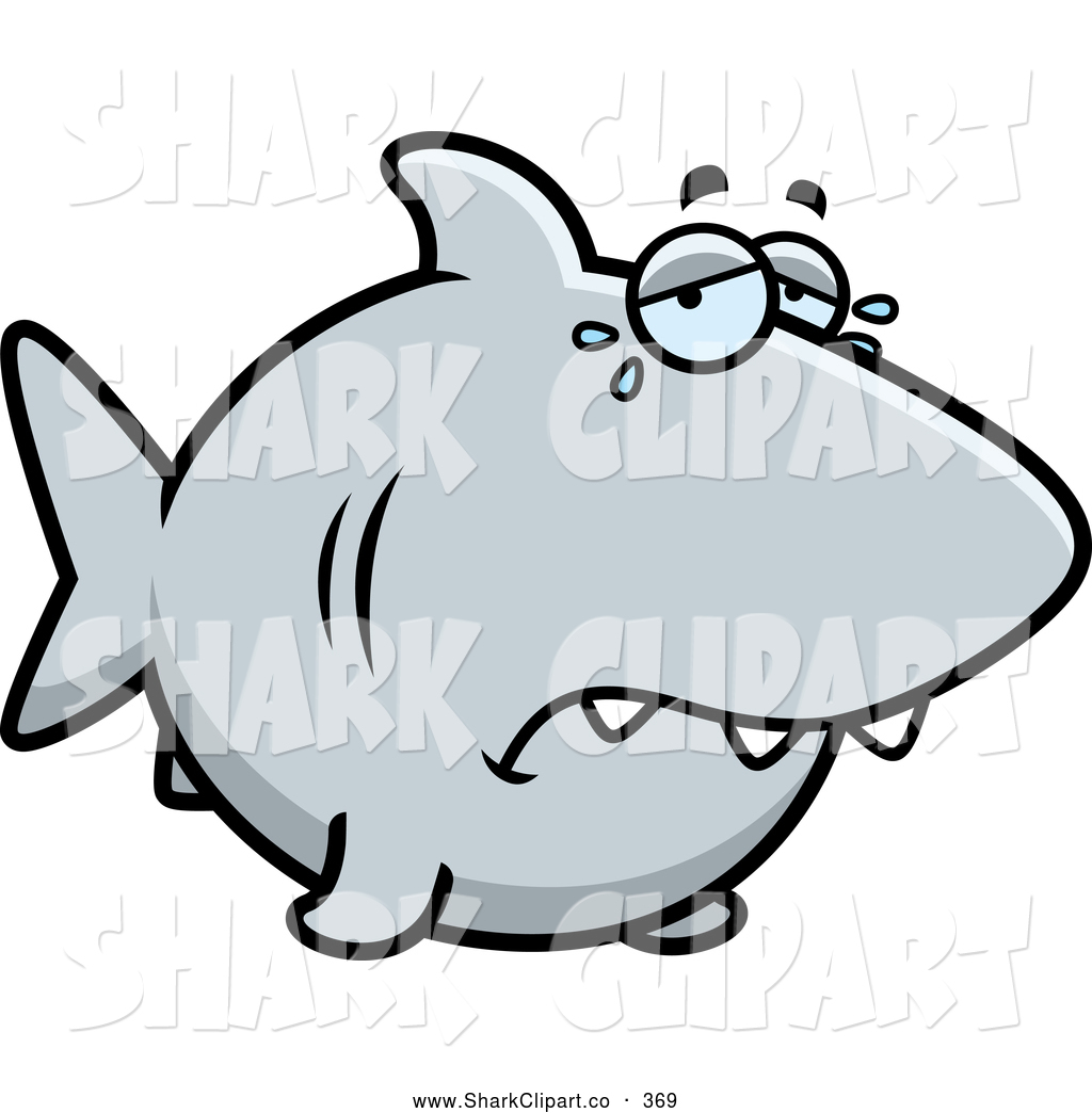 Larger Preview  Clip Art Of A Sad Crying Shark Swimming Lonely In The    