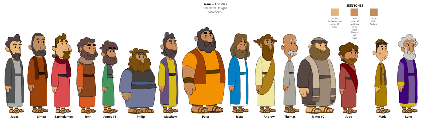 Animation Character Designs Of Apostles And Disciples