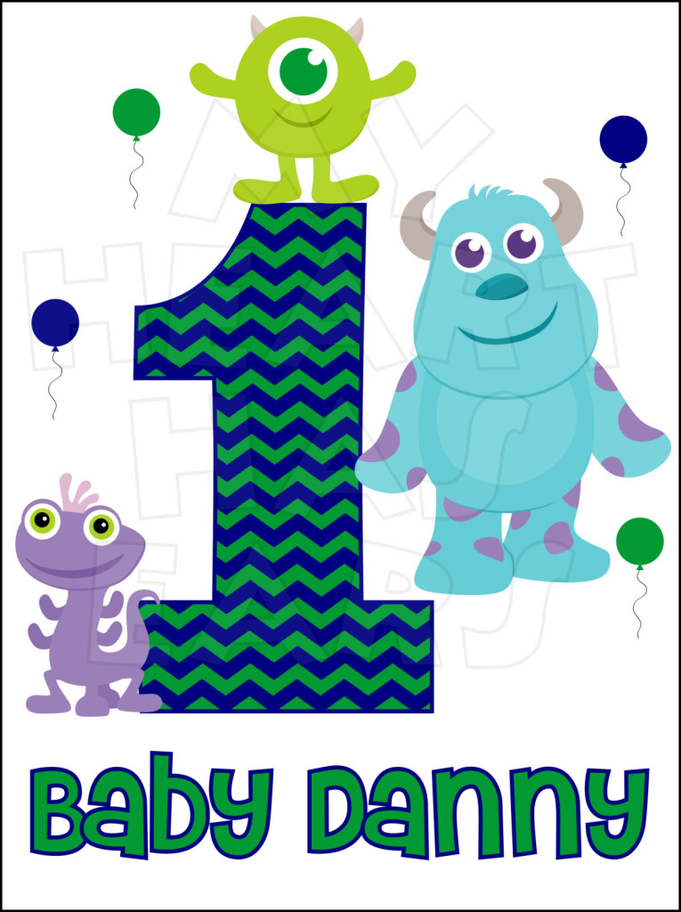 Baby Monsters Inc  Birthday Boy Any Name And Number Personalized