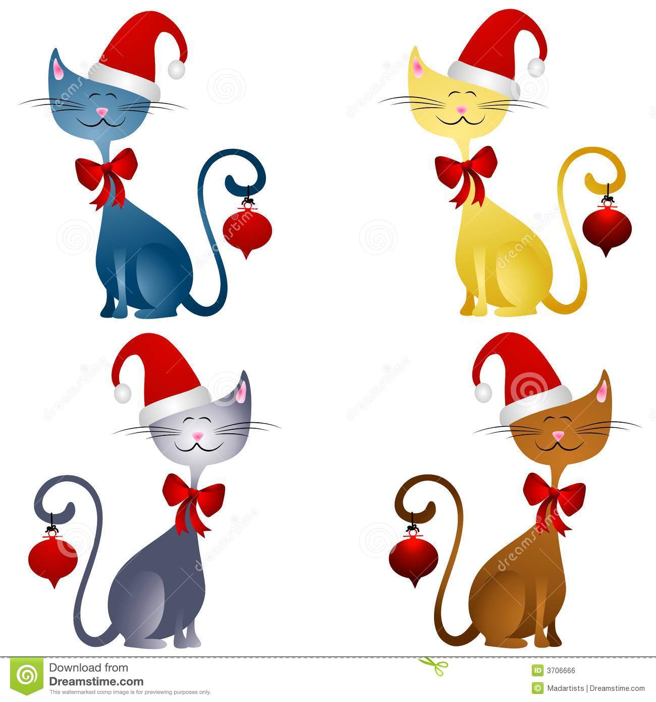 Cartoon Christmas Cats Clip Art 2