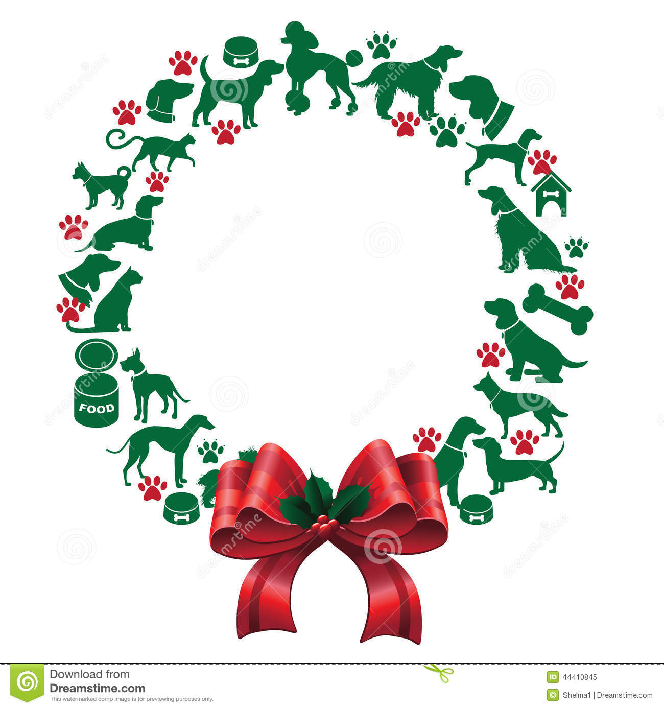 Cartoon Dogs And Cats Christmas Wreath Stock Vector   Image  44410845
