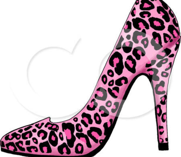 Clipart Illustration Of A Pink Leopard Print High Heel Shoe On White
