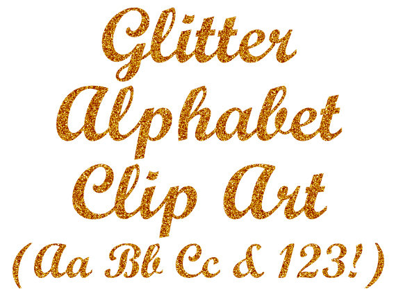 Gold Glitter Alphabet Clipart Digital Glitter Letters Clip Art Gold