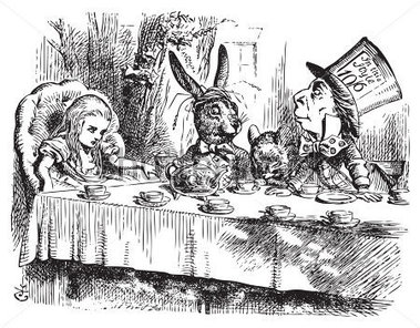 Mad Hatter S Tea Party Alice In Wonderland Original Vintage Engraving