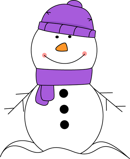 Scarf And Hat Clip Art   Snowman Wearing Purple Scarf And Hat Image
