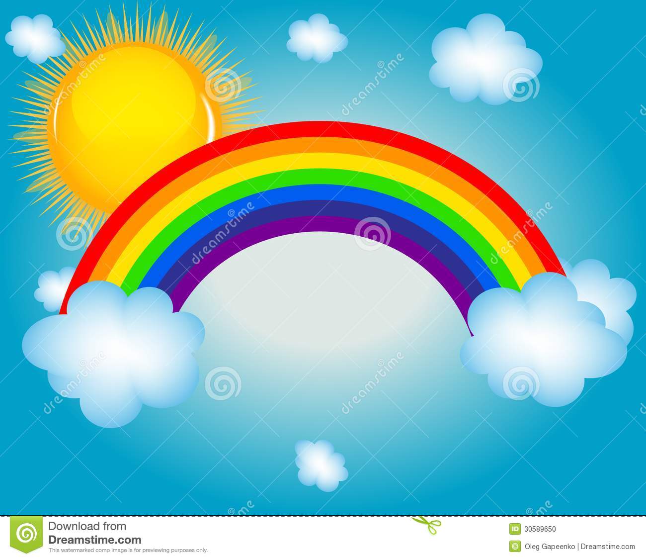 Cloud Sun Rainbow Vector Illustration Background Stock Photo   Image