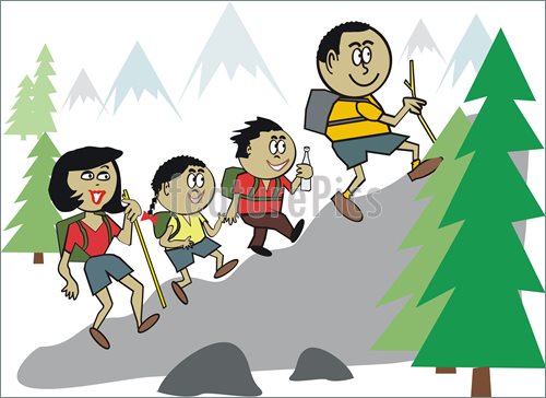 Family Hiking Clipart Happy Family Group Hiking