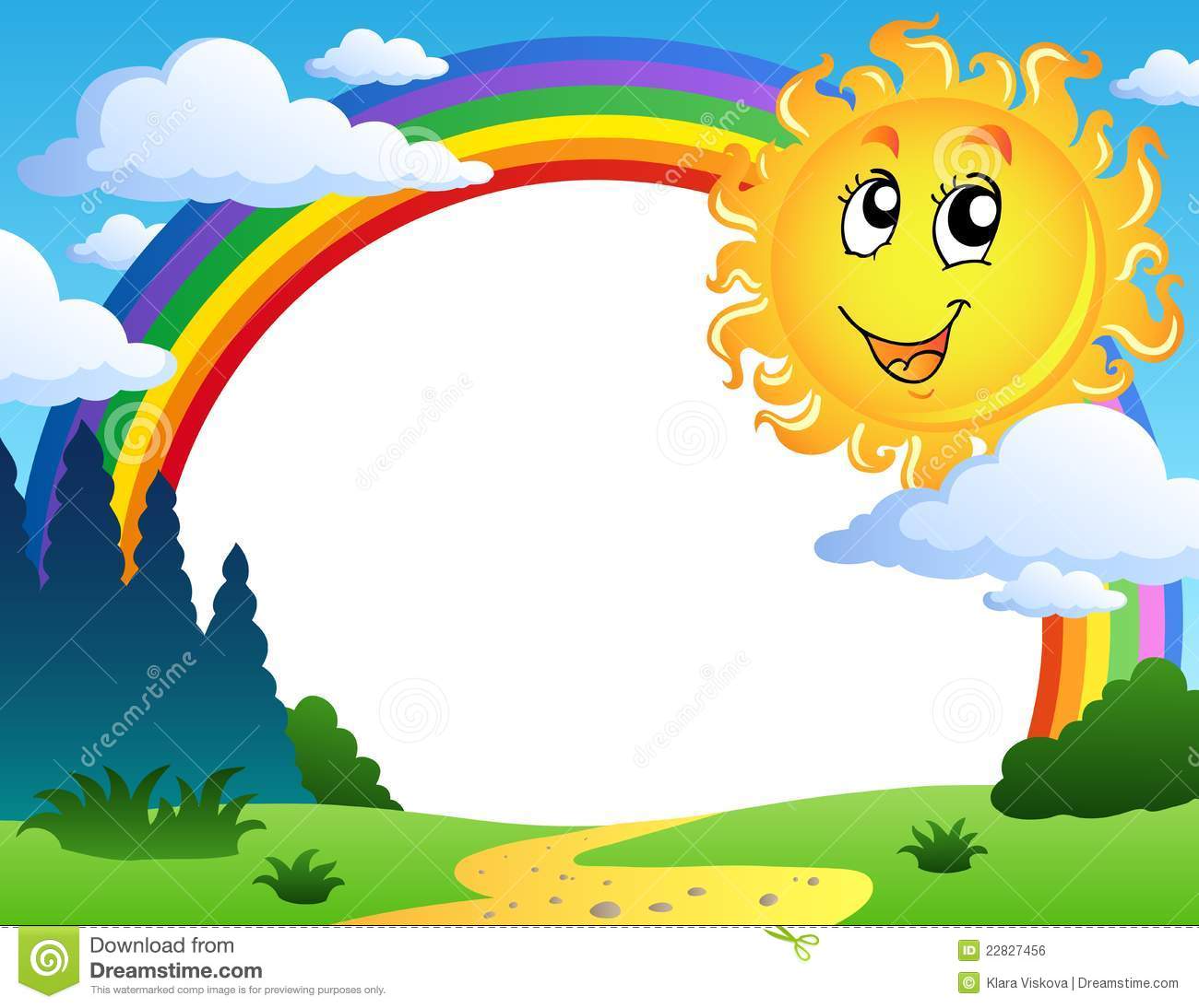 Landscape With Rainbow And Sun 2 Royalty Free Stock Image   Image