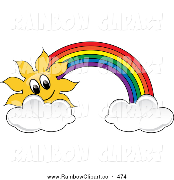 Rainbow With Sun And Clouds Stock Vector Clipart Rainbow With Sun And