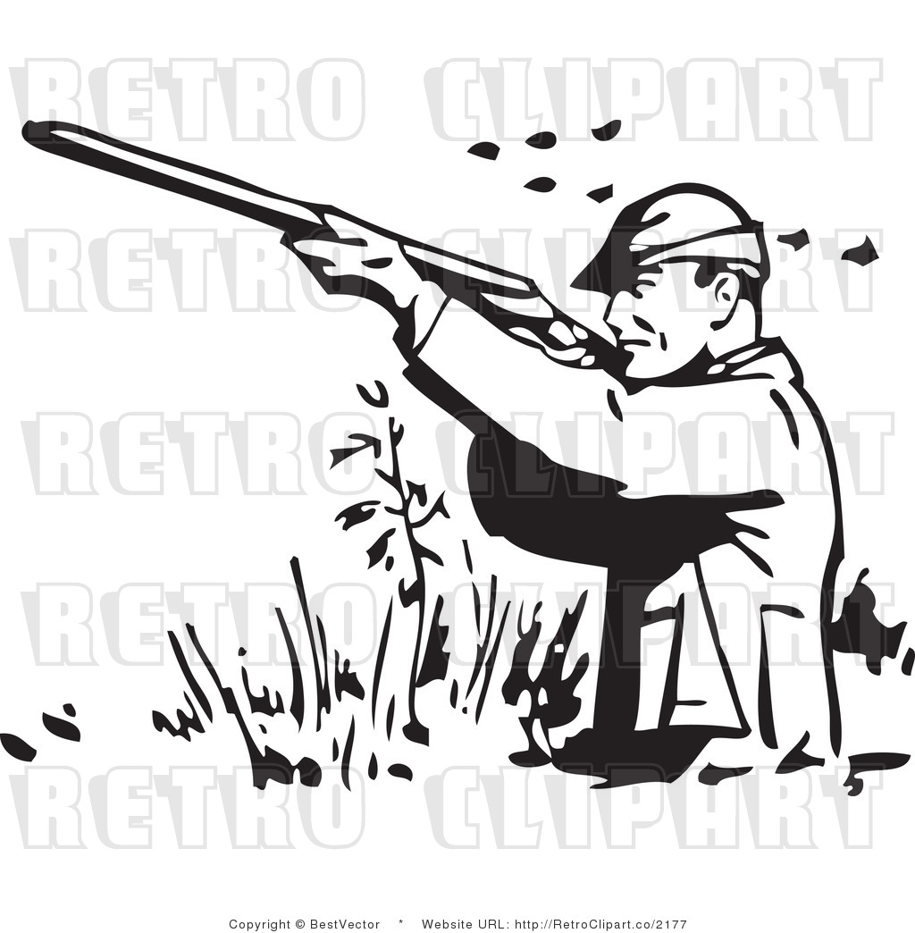 Retro Vector Clip Art Of A Man Hunting Fowl By Bestvector    2177