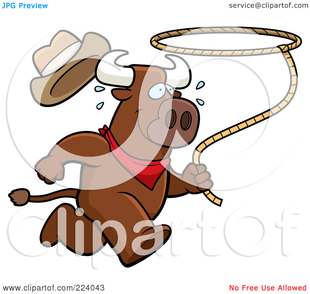 Royalty Free  Rf  Clipart Illustration Of A Running Rodeo Bull With A