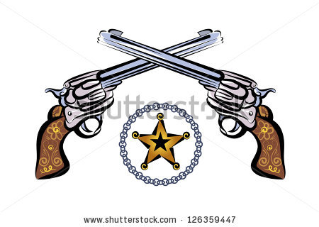 Crossed Western Pistols Clipart Two Revolver In Style Of The