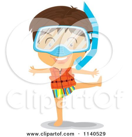 Girl In Snorkel Gear   Royalty Free Vector Clipart By Colematt