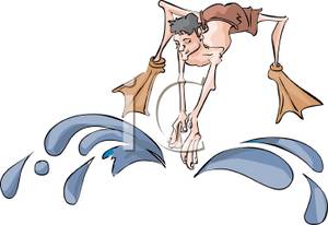 Man In Swim Gear Diving Into The Water   Royalty Free Clipart Picture