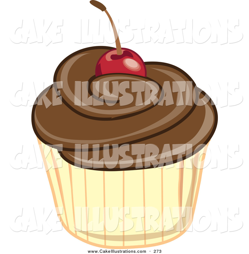 Cherry Topped Cupcake With Chocolate Frosting By Pams Clipart    273