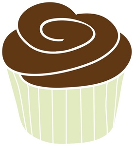 Chocolate Cupcake Clipart Image  A Chocolate Cupcake In A Green Baking
