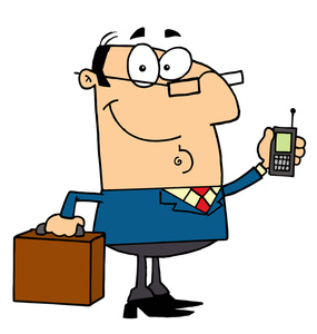 Clipart Image   Cartoon Businessman Or Lawyer On His Cell Phone