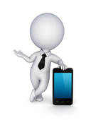Clipart Of 3d White People  4g Lte Mobile Phone