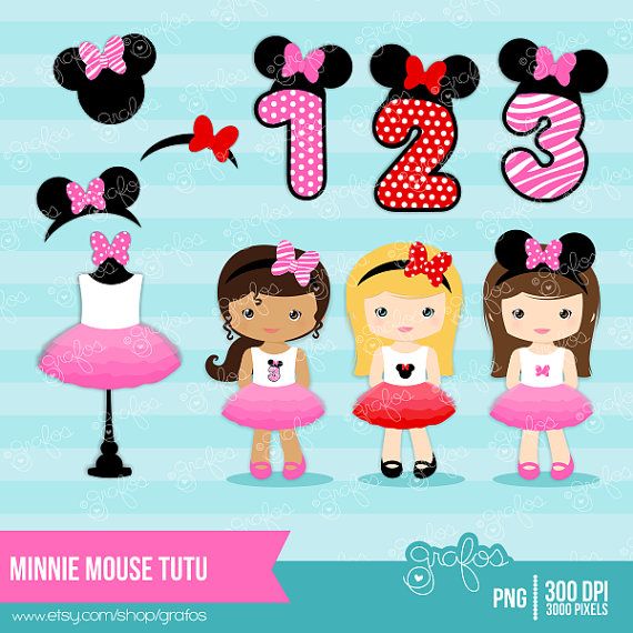 Minnie Mouse Tutu Digital Clipart  Minnie Mouse Clipart   Instant Do