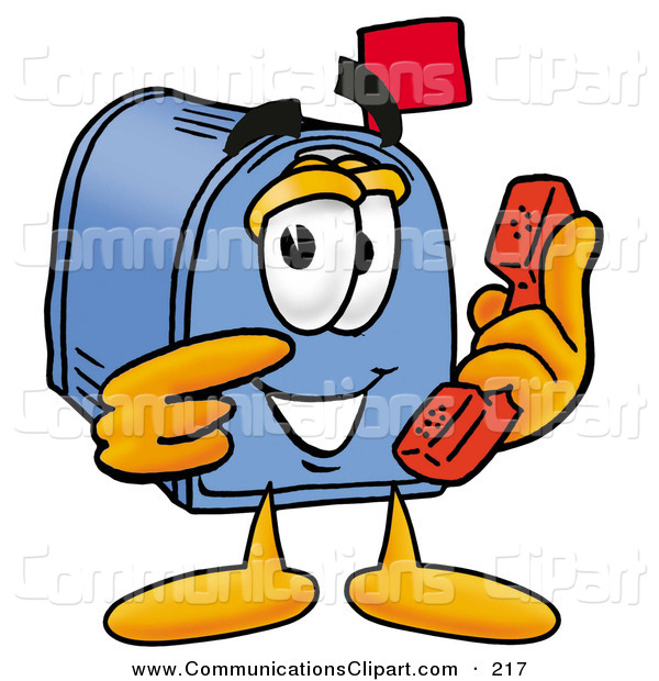 Communication Clipart Of A Cute Blue Postal Mailbox Cartoon Character