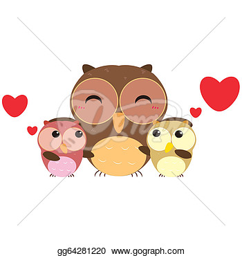 Illustration   Cute Cartoon Owl Family  Clipart Drawing Gg64281220