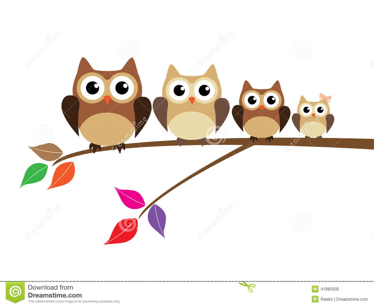 Owl Family Stock Vector   Image  41985935